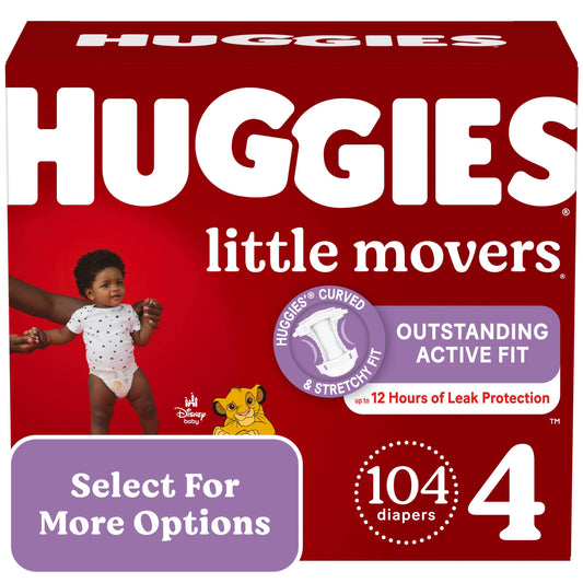 Huggies Little Movers Baby Diapers, Size 4, 104 Ct (Select for More Options)