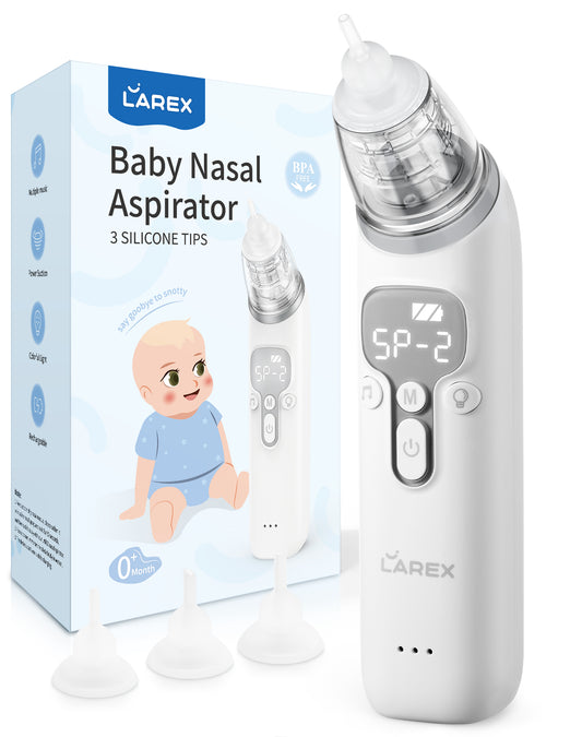 Baby Nasal Aspirator,Larex Nose Sucker for baby Electric Nose Cleaner-3 Levels Power Suction,Music and Light Function