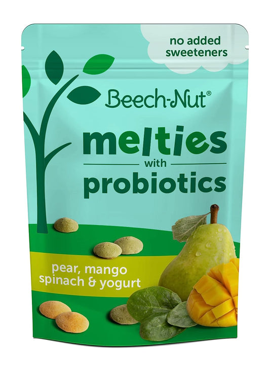 Beech-Nut Probiotic Melties Pear Mango Spinach Yogurt Melts Baby & Toddler Snack, 1oz Bag