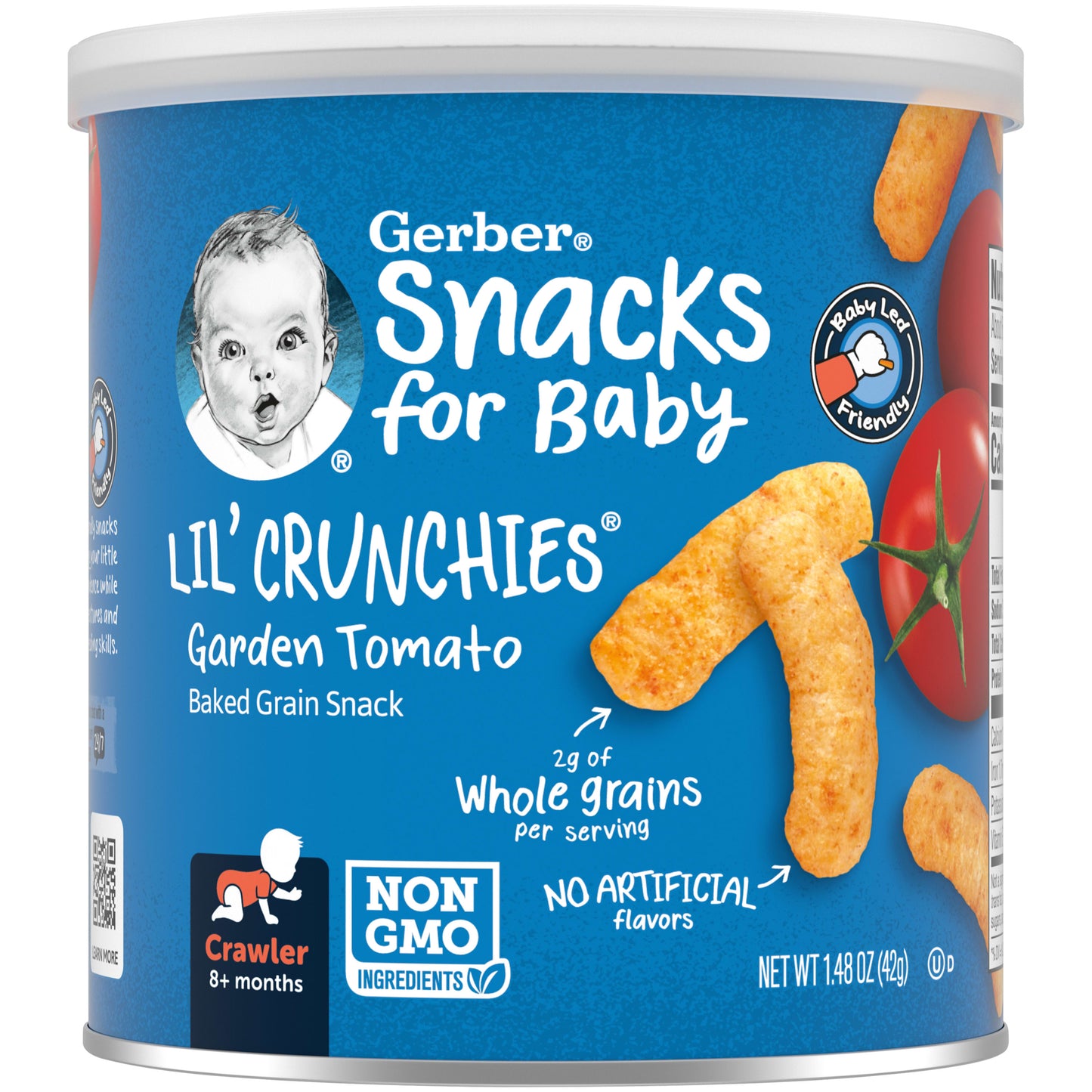 Gerber Snacks for Baby Lil Crunchies Garden Tomato Puffs, 1.48 oz Canister