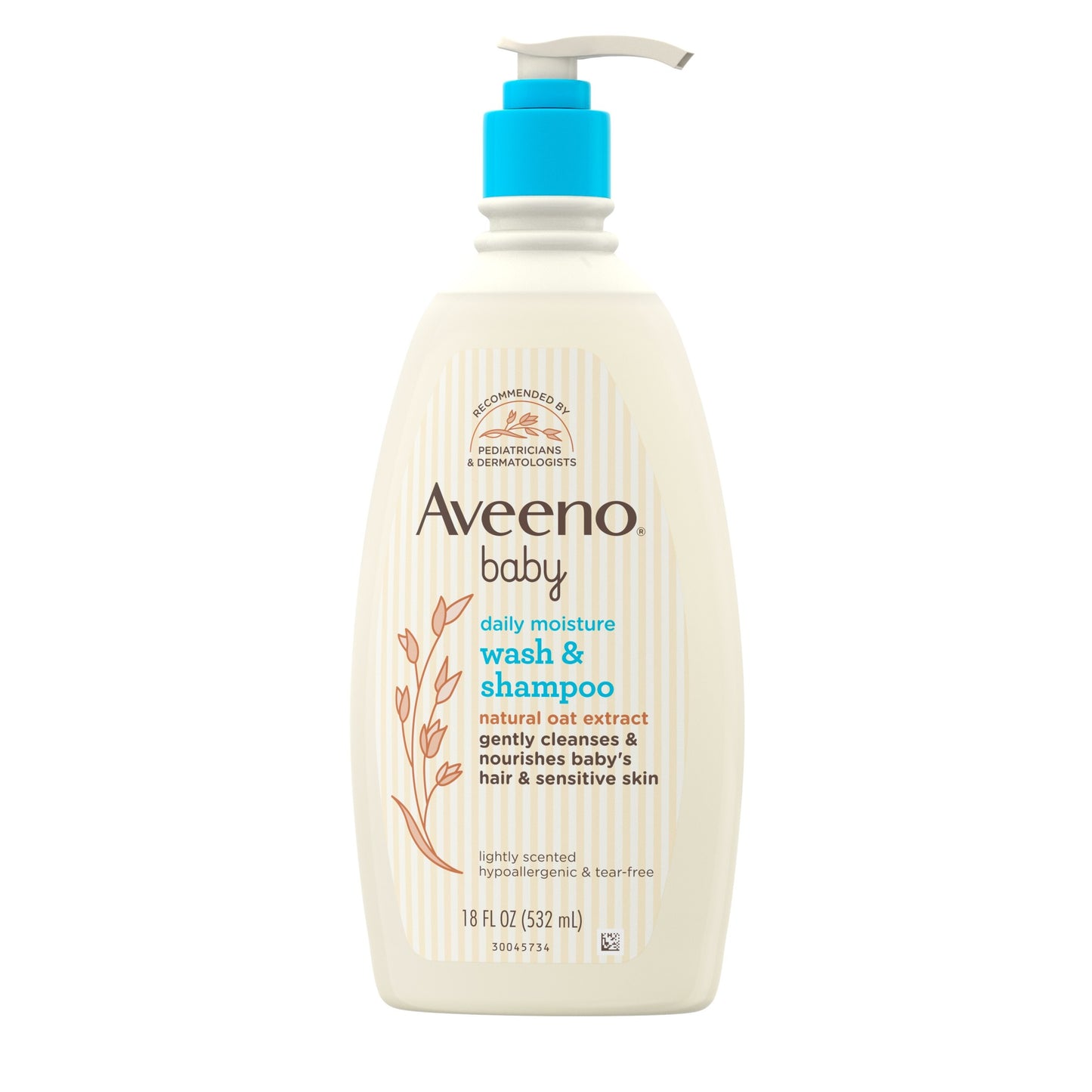 Aveeno Baby Daily Moisture Body Wash & Shampoo, Liquid Soap, Oat Extract, 18 fl. oz