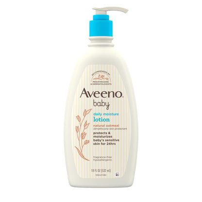 Aveeno Baby Daily Moisture Body Lotion for Sensitive Skin with Natural Colloidal Oatmeal, Suitable for Newborns, 18 FL OZ