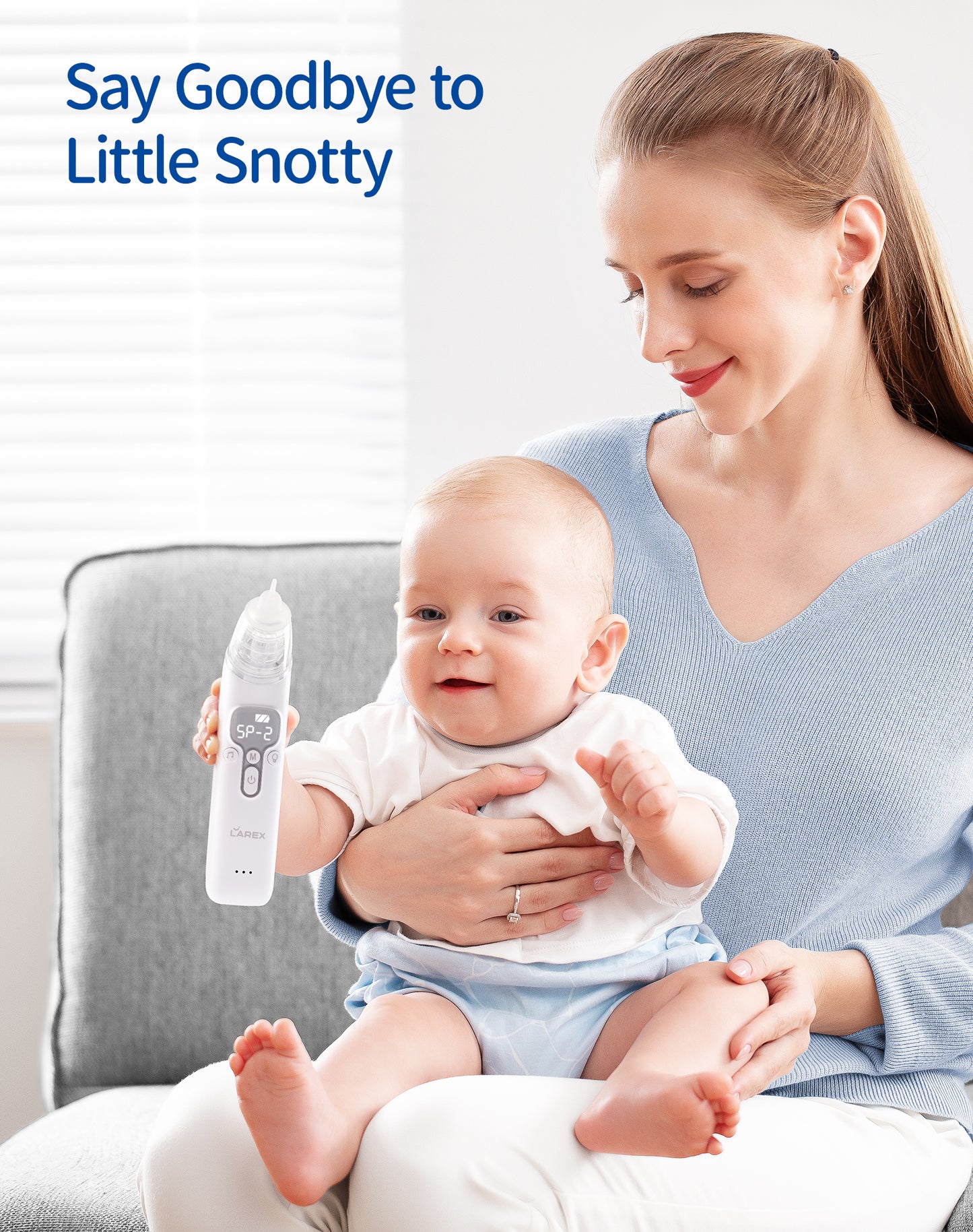 Baby Nasal Aspirator,Larex Nose Sucker for baby Electric Nose Cleaner-3 Levels Power Suction,Music and Light Function