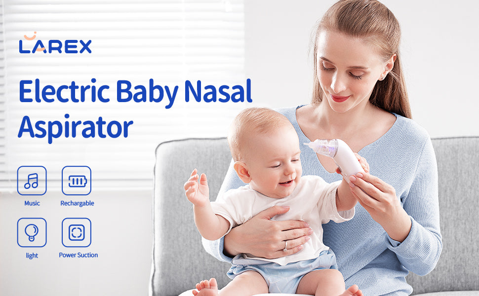 Baby Nasal Aspirator,Larex Nose Sucker for baby Electric Nose Cleaner-3 Levels Power Suction,Music and Light Function